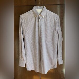 Brunello Cucinelli Blue and White Checkered Casual Button Down Shirt